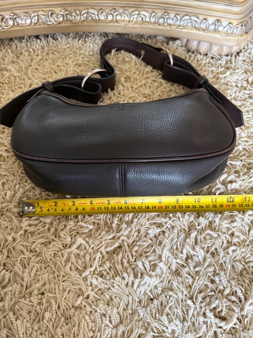 Vintage Dooney & Bourke Pebble Grain Leather East-West Shoulder Bag Black/Brown - Picture 14 of 15
